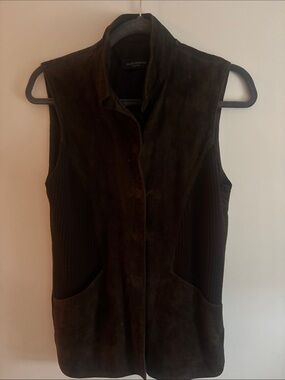 Piazza Sempione Dark Brown Suede Sleeveless Vest